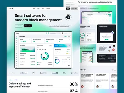 Inox – smart property management software dashboard landing page property management saas ui design ux design web design