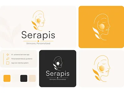 'Serapis' Skincare Ap Logo ai powered beauty app beauty guidance customization elegance feminine freshness glow health iconic line art luxury minimalistic modern natural personalized radiance skincare technology wellness