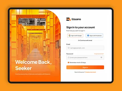 Edusama - Digital Library Login Exploration app branding clean design ebookapp education loginpage minimal modernui signin ui uiux webdesign website