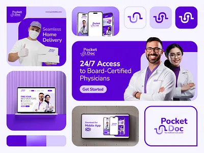 PocketDoc Medical Branding Bento bento branding design doctor logo masudhridoy medical medicine pharma pharmaceutical pocketdoc