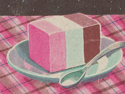 Neopolitan in Riso dessert food foodart foodillustration icecream illustration neopolitan retroart retrofood riso risograph vintagefoodart