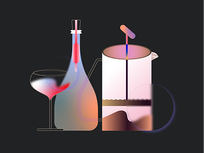 DRINKS 2d art bottle coffee drinks geometric geometricillustration geometry glass gradient illustration illustrator lineart shapes texture vector
