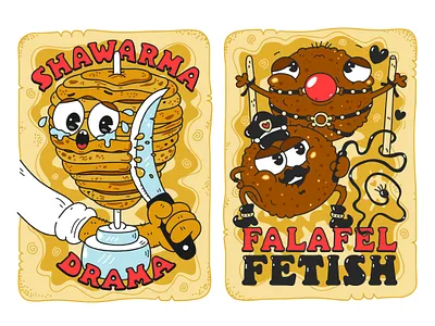 Funny Food Mascot Illustrations for Streetwear & Packaging arabic bdsm cartoon character cuisine cute eastern fast food fetish food funny illustration kawaii kebab packaging design poster print shawarma vegan vintage