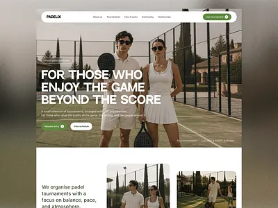 PADELIX — Padel Tournament Landing Page cleanui design editorialdesign landingpage luxury minimal modernui oldmoney padel quietluxury sportclub sports tennis tournament ui uidesign uiux ux uxdesign webdesign