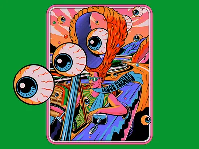 Move Forward blase cadillac color design eye figurative art illustration kitsch life positive thinking psychedelic retro surrealism trippy typography vector vintage vision