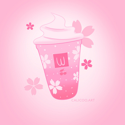 Sakura Drink art asian design digital art drink flowers illustration pink sakura