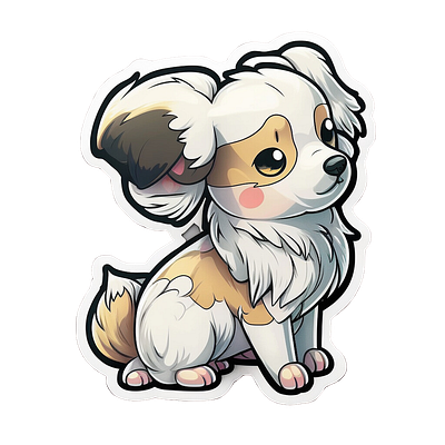 Cute Dog Cartoon Sticker in Pokemon Style animal