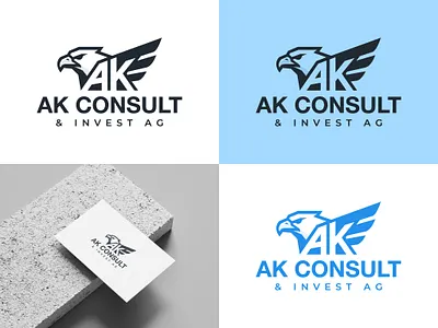 Eagle Lettermark Logo, Investment Consulting Brand bird logo brand identity consulting logo corporate branding eagle logo european branding finance logo financial branding investment logo lettermark logo design luxury branding mascot logo minimal logo monogram logo navy blue logo negative space pictorial mark professional logo swiss design