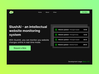 SlushAI - an intellectual website monitoring system app branding design graphic design illustration logo typography ui ux vector
