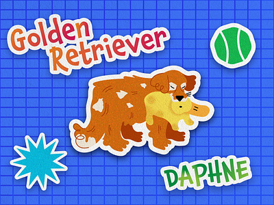 Golden Retriever Sticker 2d adobe illustrator animal animals blue cartoon color cute design digital art digital illustration dog dog sticker dogs graphic design illustration illustrator sticker texture vector