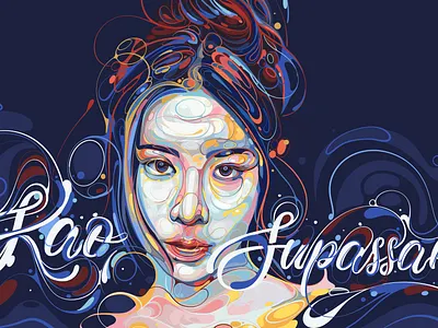 Kao Supassara abstract actress artstyle colorful design fanart illustration kao supassara line portrait portrait illustration poster unique