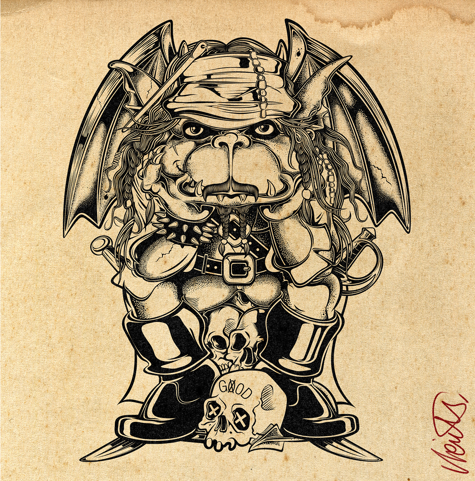 TEEN GARGOYLE DRAWING – JACK SPARROW VIBES black and white art cartoon art character design creature design david vicente detailed illustration digital ink fantasy art gargoyle ink drawing jack sparrow line art lowbrow art pirate art pirate character pop culture art retro illustration teenage gargoyle vintage illustration weird art
