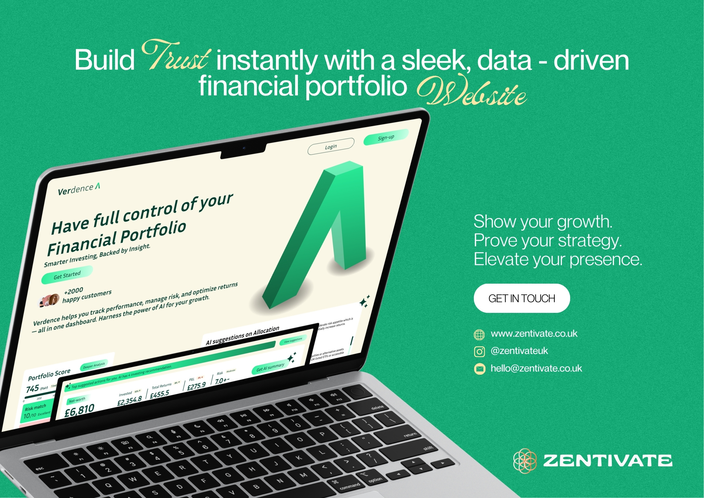 Premium Financial Portfolio Website Design by Zentivate business website finance website landing page modern website portfolio website responsive design ui design ux design web design website design zentivate
