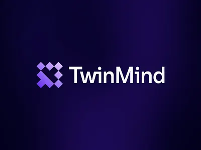 TwinMind ai tech b2b branding corporate identity crypto digital product fintech logo future tech geometric letter logo minimalist saas identity software t logo t technology tech logo tech startup twin logo visual system web3
