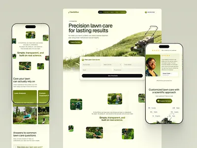 EarthSlice – Lawn Care Website Design design designinspiration figmadesign green homeservice interface landing page landing page design landscaping website lawn care lawncarewebsite local business servicewebsite ui ux web design webflow website design wingly