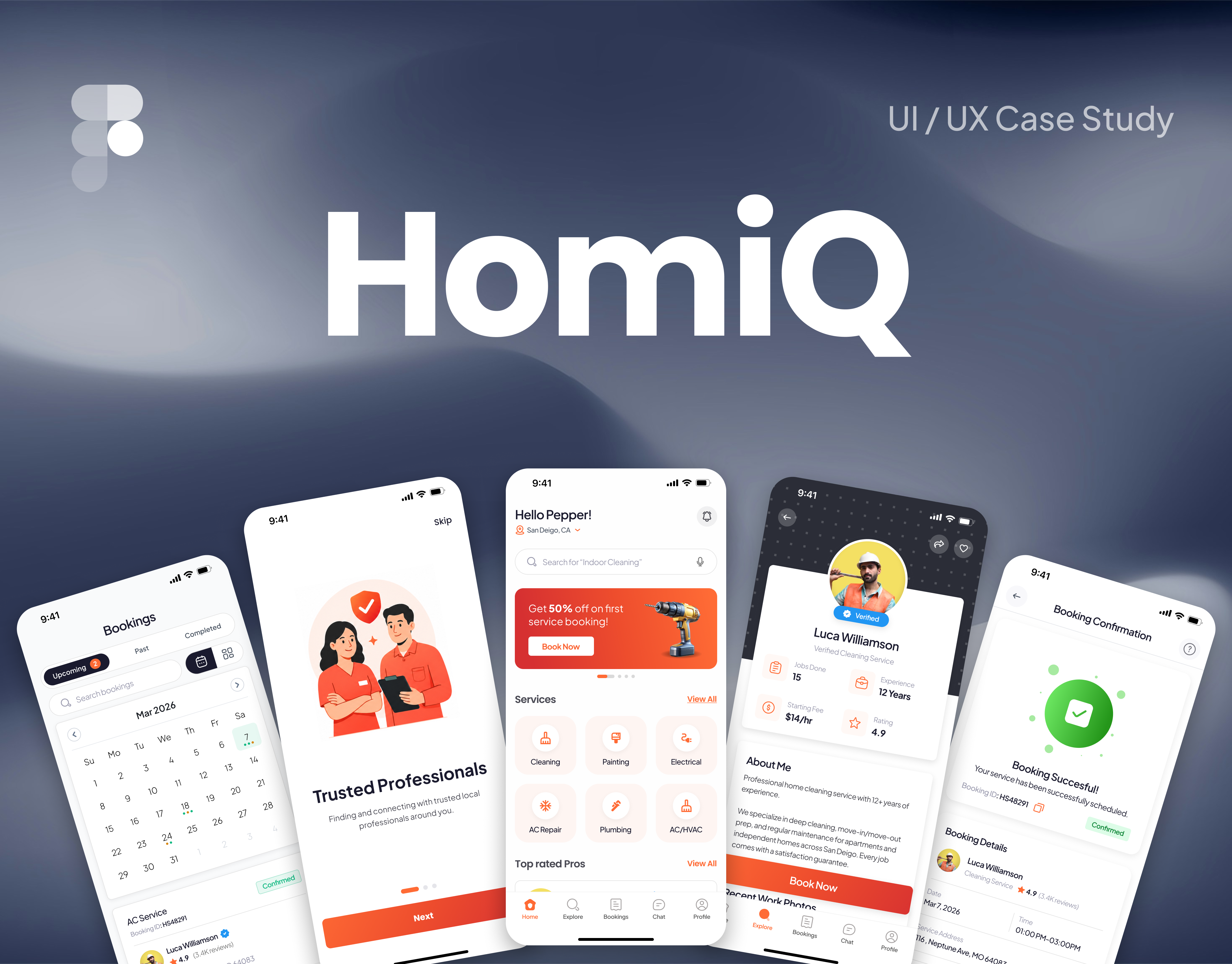 HOMIQ — UX/UI Design for an On-Demand Home Service App figma mobile app design ui ux