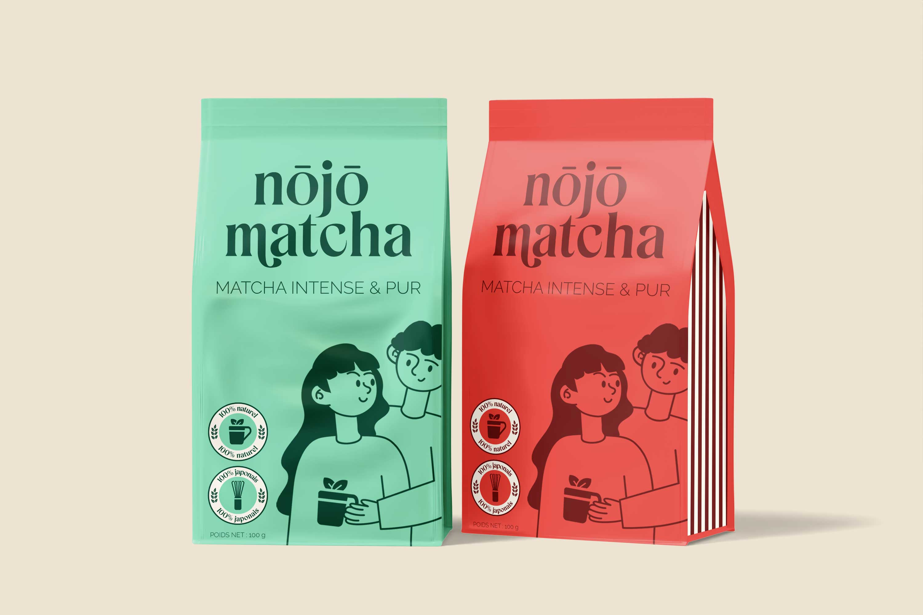 Nojo Matcha Brand Identity & Packaging brand identity branding design graphic design logo matcha packaging social media social media templates stickers