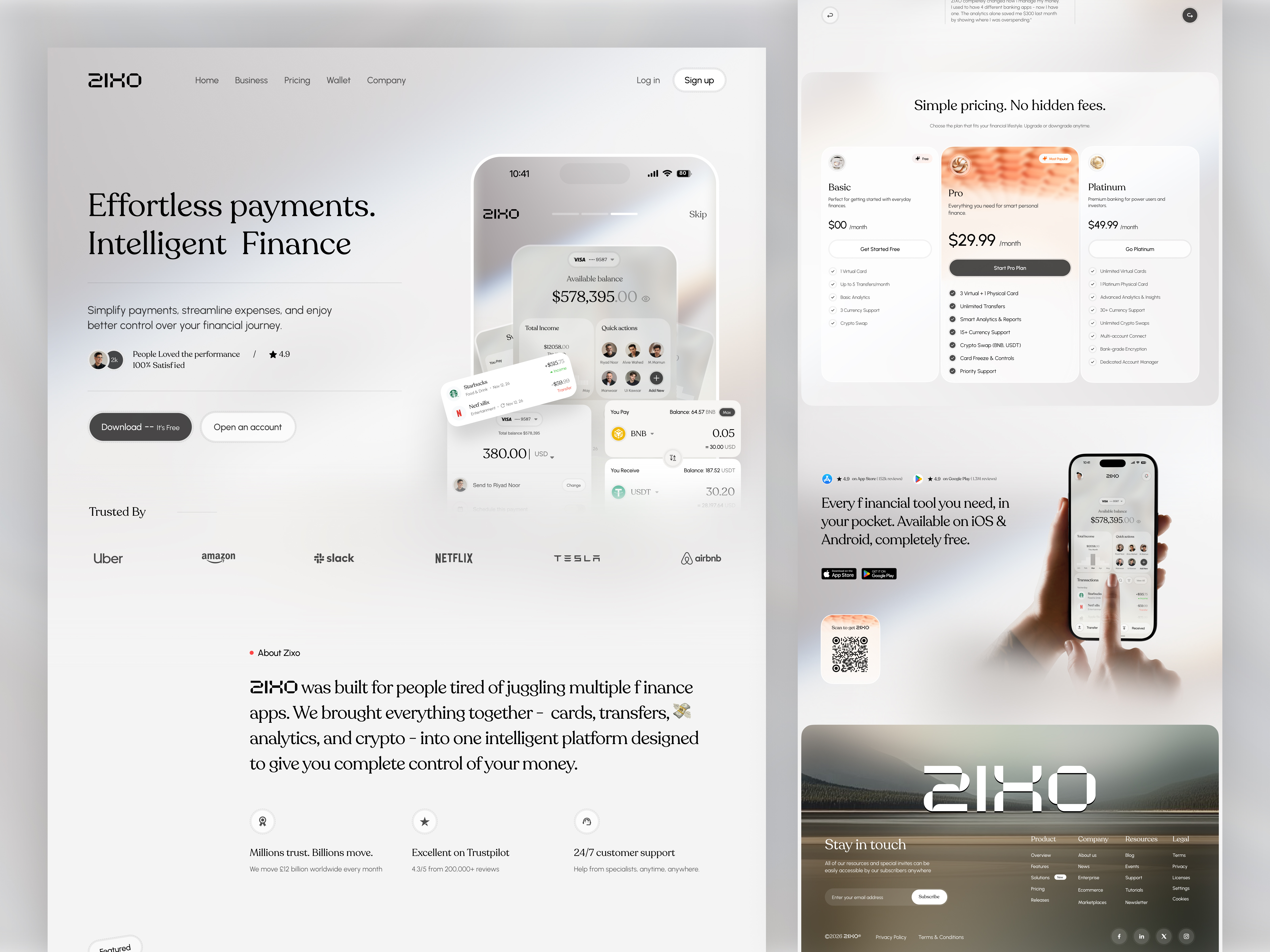 ZIKO Finance Website UI UX | Modern Fintech Landing Page analytics banking banking ui crypto crypto app dashboard dashboard ui finance finance ui fintech fintech ui landing page mobile banking payment app product design saas saas ui ui ux web design website design