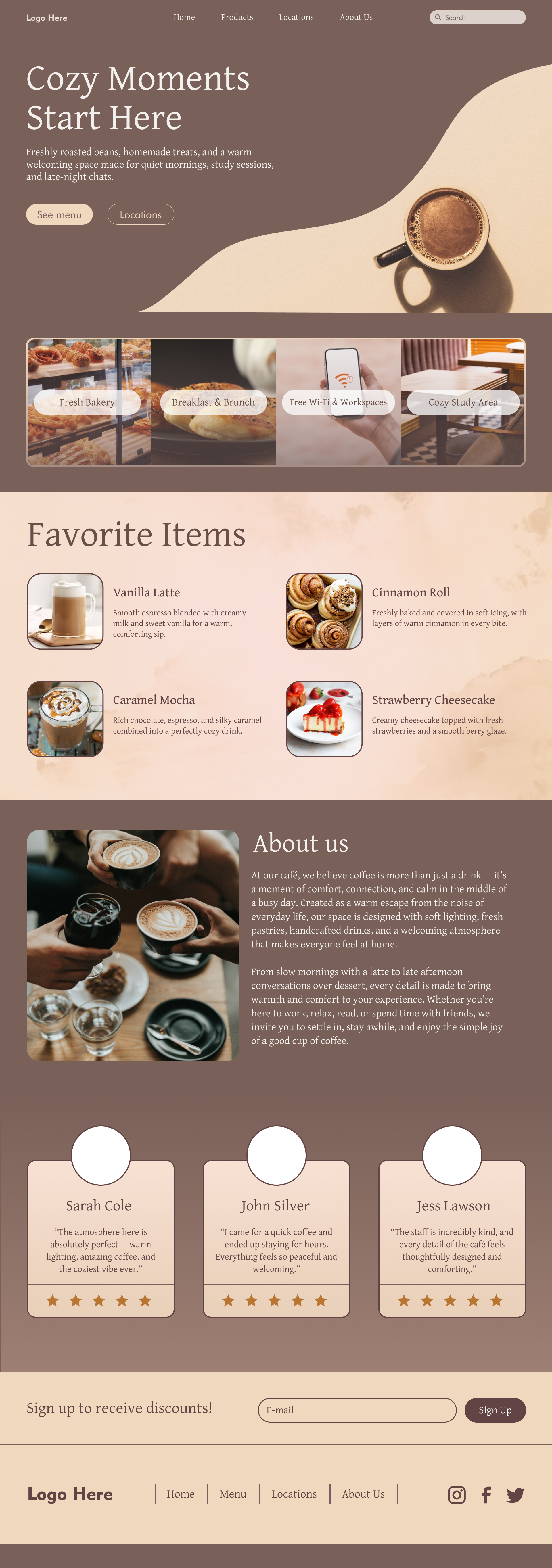 Coffee Shop Page design graphic design ui ux