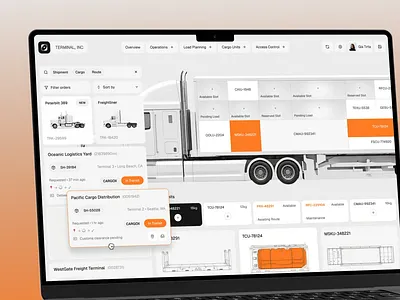 Teriminal, Inc - Dashboard Logistic Management branding cleanui dashboarddesign dashboardui design designinspiration fleetmanagement interface logistics modernui saas saasdesign techproduct transportation ui uiux ux web webdesign website