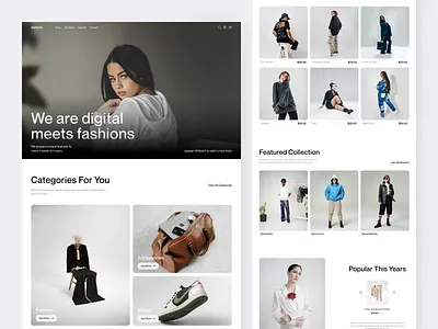 Agrata - Fashion E-Commerce Landing Page accessories casual clothing e commerce ecommerce fashion hoodie jacket product shirt shoes shop shopify store style suit sweater ui ux web design