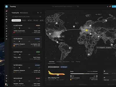 Shipping Logistics Dashboard cansaas clean dark mode dashboard data visualization design flight logistic logistic logistic dashboard minimalism product design saas saas design shipping logistic dashboard supply chain supply dashboard tracking ui ux