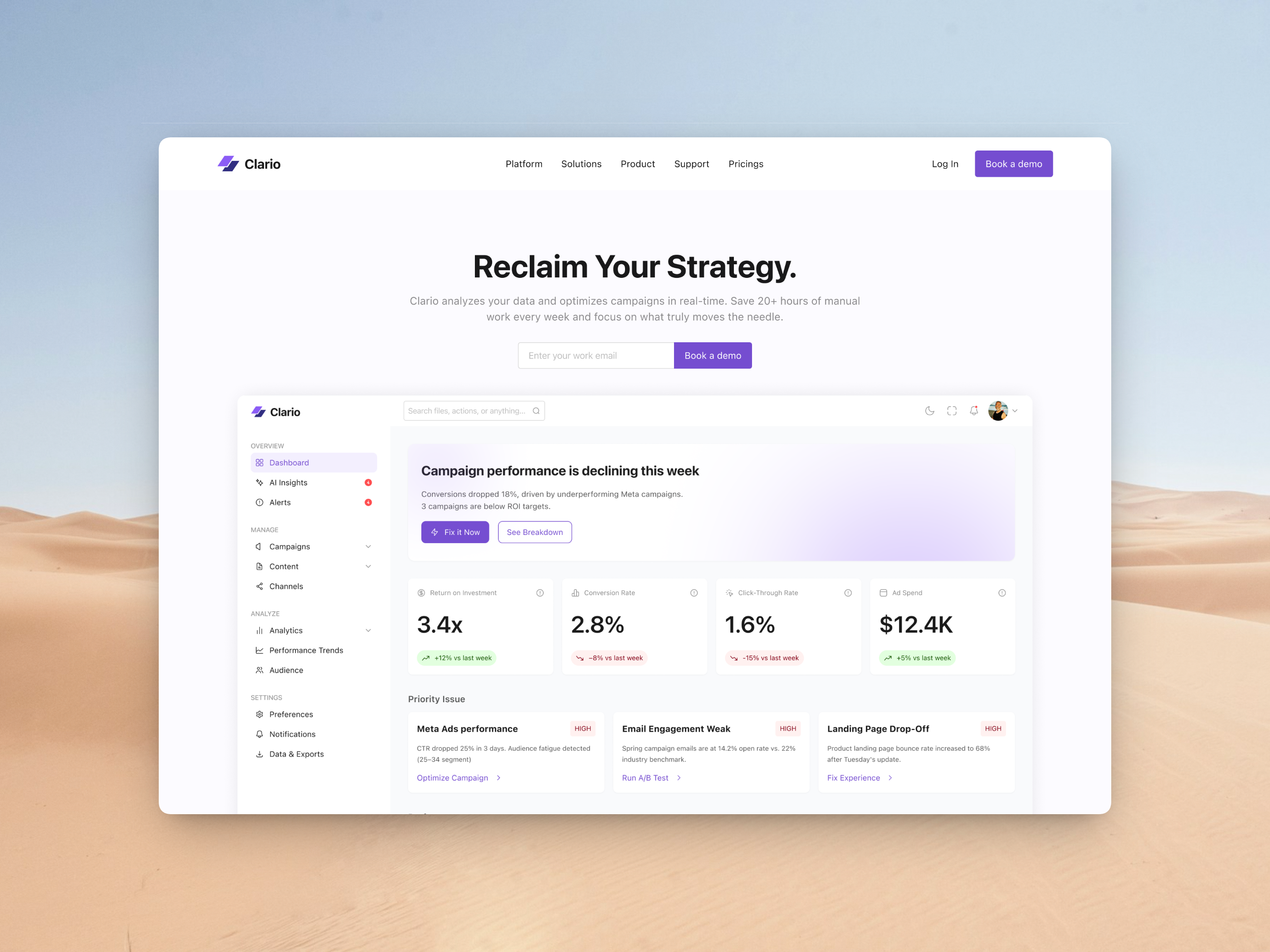 AI-Powered Marketing Platform - Hero Section ai business clean dashboard design hero landing page marketing minimalist platform responsive section ui website