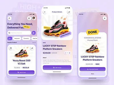 Sneakers Store Mobile App app buy clean e commerce ecommerce fashion footwear marketplace mobile mobile app mobile design product shoes shop shopify sneakers store store app ui ux