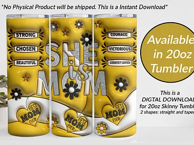 She is Mom 3d Tumbler Wrap PNG anniversary gifts birthday gifts christmas gifts floral teacher cup gifts for boyfriend gifts for dad gifts for girlfriend gifts for husband gifts for mum gifts for sister gifts for wife skinny tumbler wraps teacher floral cup teacher retro cup