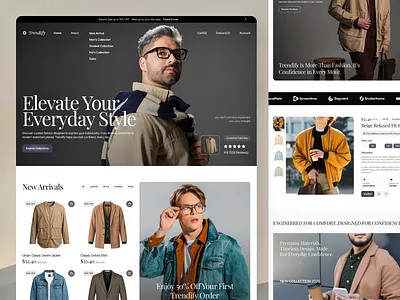 Trendify Modern Men’s Fashion E-Commerce Website cleanui ecommerce ecommercedesign fashionbrand fashionui fashionwebsite figmadesign landingpage mensfashion minimaldesign modernui productdesign trendify uidesign uidesigner uxdesign uxinspiration webdesign webinspiration websiteinspiration
