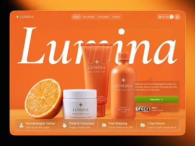 Skincare Product Landing Page UI Design Beauty Ecommerce Website interface product service startup ui ux web