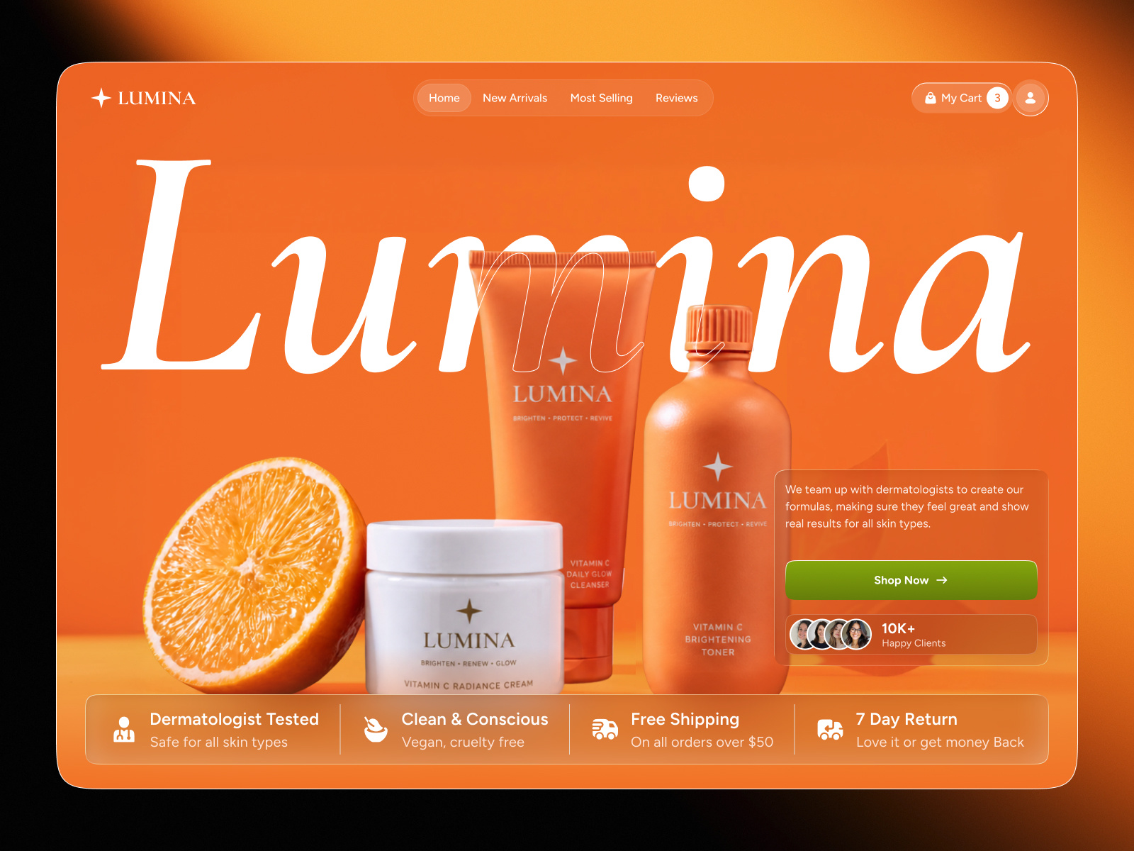 Example of Skincare Product Landing Page UI Design Beauty Ecommerce Website