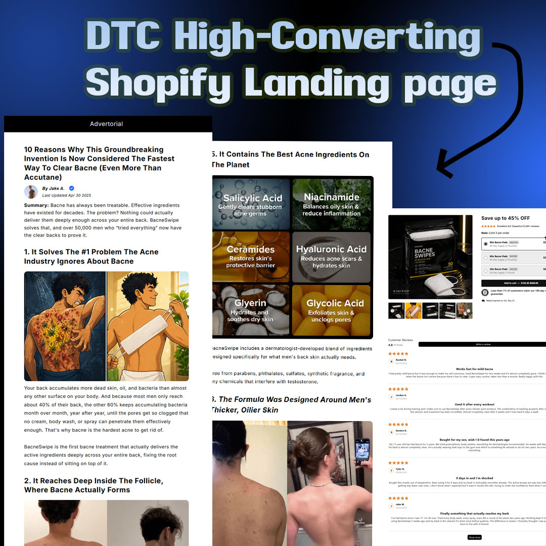 Shopify high converting landing page design design elementor gempages landing page pagefly replo shopify shopify developer shopify landing page website design wordpress wordpress developer