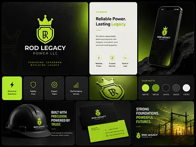 Rod Legacy Power LLC Brand Identity Design animation brand identity branding business branding corporate branding creative design design electrical company graphic design industrial branding logo logo design minimal modern modern logo motion graphics power company ui vector visual identity