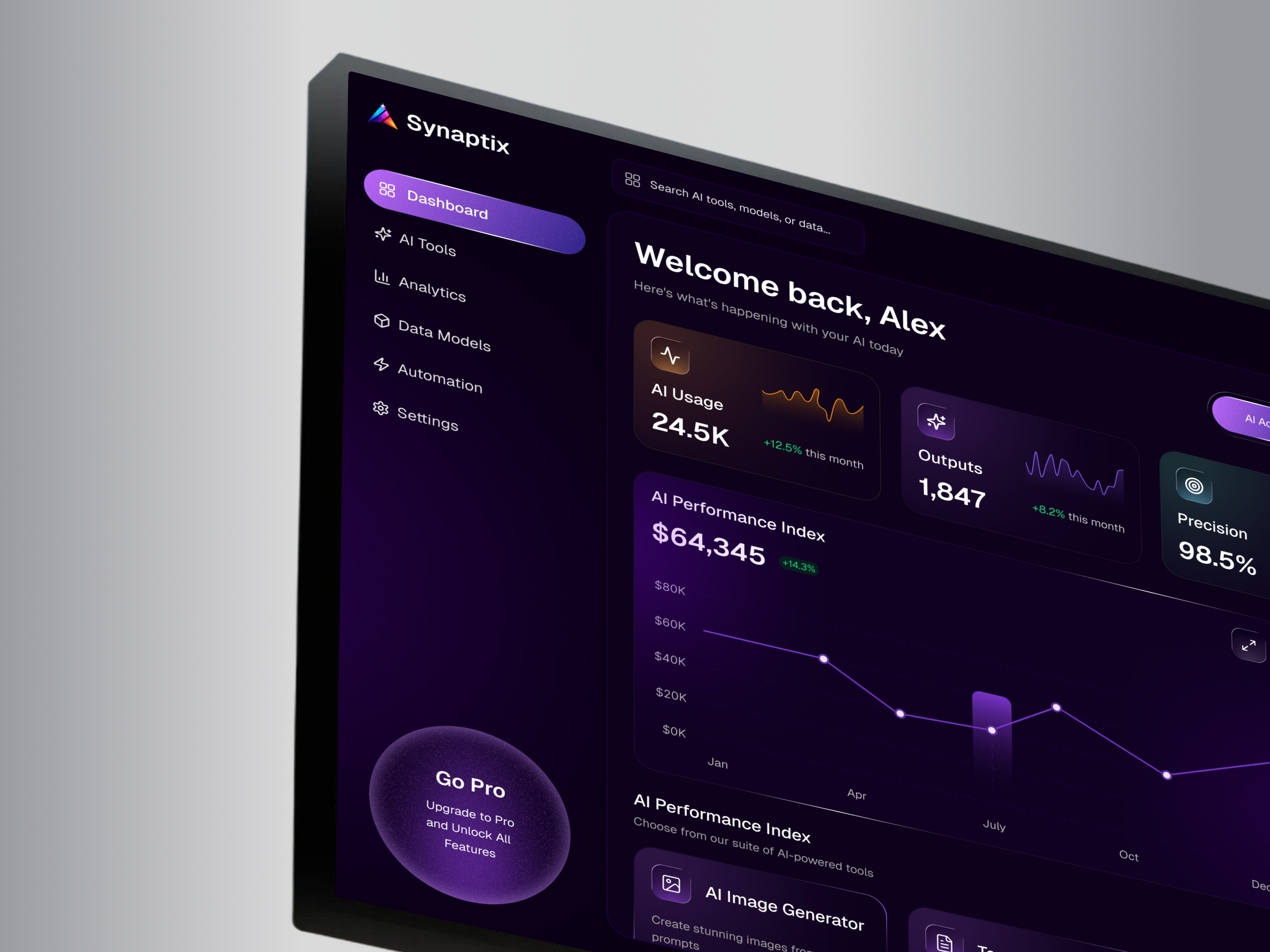 AI Insights & Performance Tracking Dashboard admin panel ai analytics ai dashboard ai ui design analytics dashboard artificial intelligence control panel dark mode ui dashboard ui data analytics data visualization futuristic ui glassmorphism modern ui monitoring dashboard performance tracking saas dashboard tech dashboard ux design web app design