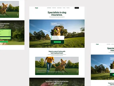 Pet Insurance SaaS landing page dog insurance green design healthcare ui insurance saas insurance ui interface landing page landingpage pet insurance pet tech product saas design saas landing service ui ux web