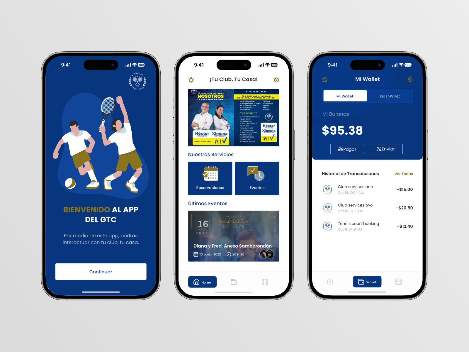 Guayaquil Tennis Club app design 🎾 adobe illustrator adobe xd app design figma flat graphic design illustration logo prototype ui uidesign user experience userinterface uxdesign