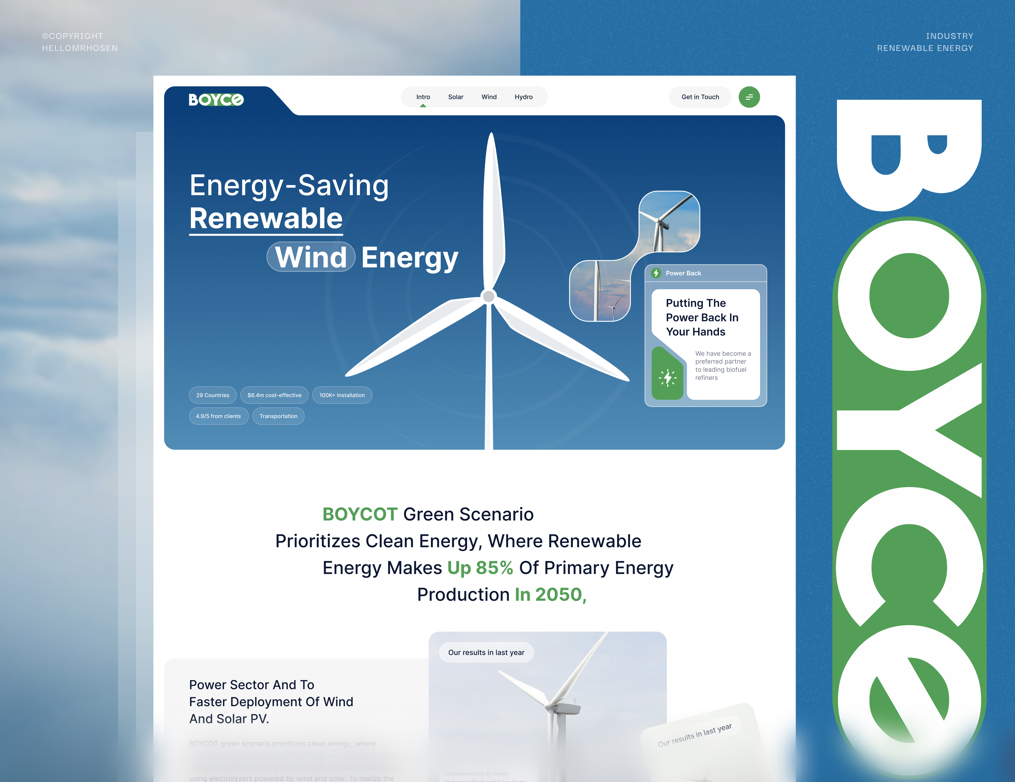 Renewable Energy Landing Page — Clean & Bold UI Design cleanenergy climate tech dashboard energy platform figma figma site greentech landingpage modern ui renewableenergy saas solarenergy sustainabledesign ui design ui ux designer uidesign web design web ui webdesign windenergy