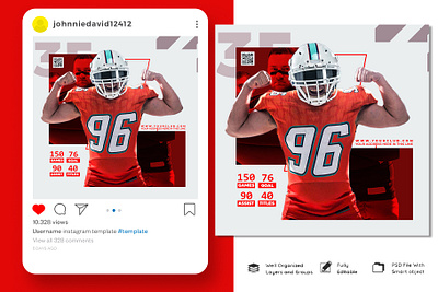 Football Social Media Template grunge flyer