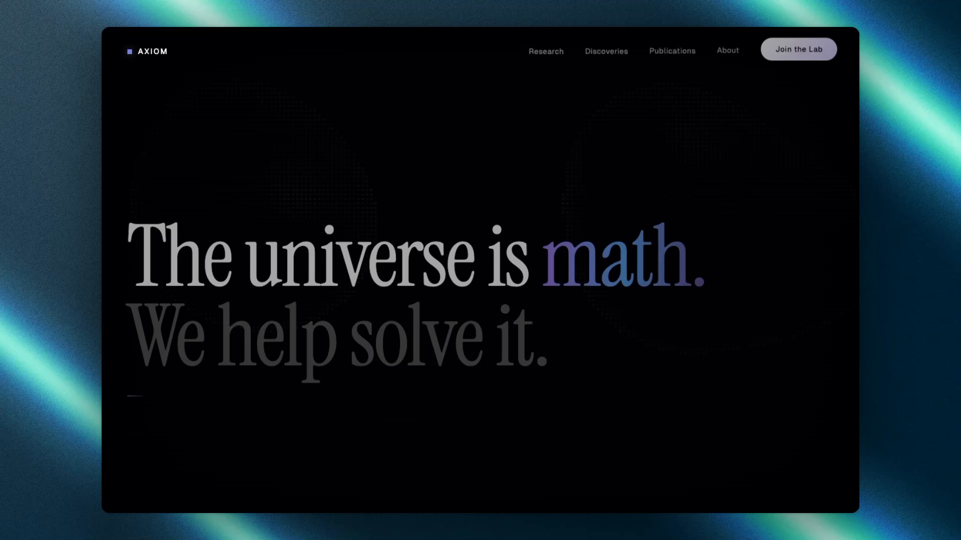 The universe is math . Website