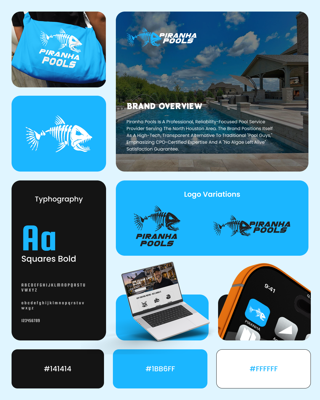 Piranha Pools Brand Identity & Web Design brand guidelines brand identity branding local business logo logo design typography ui design visual identity web design