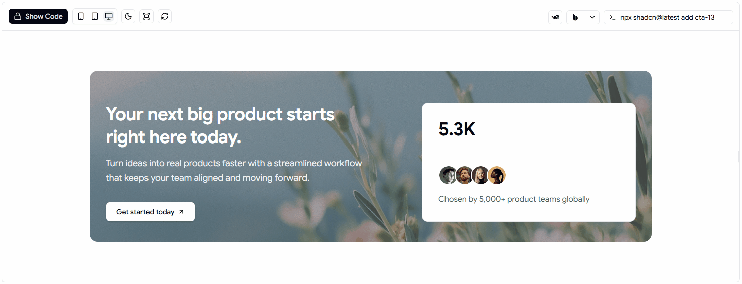 14+ Shadcn CTA Blocks & Sections to Boost Your Conversions Image 24