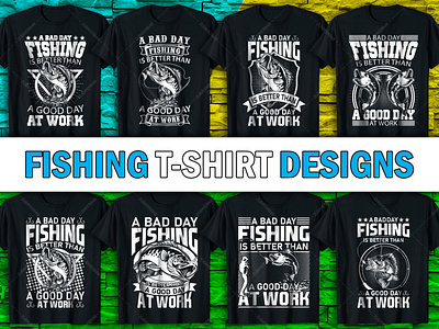 Fishing Custom T-Shirt Designs | Fishing Themed Vector T-Shirts custom t shirt graphic design illustration vector tshirt