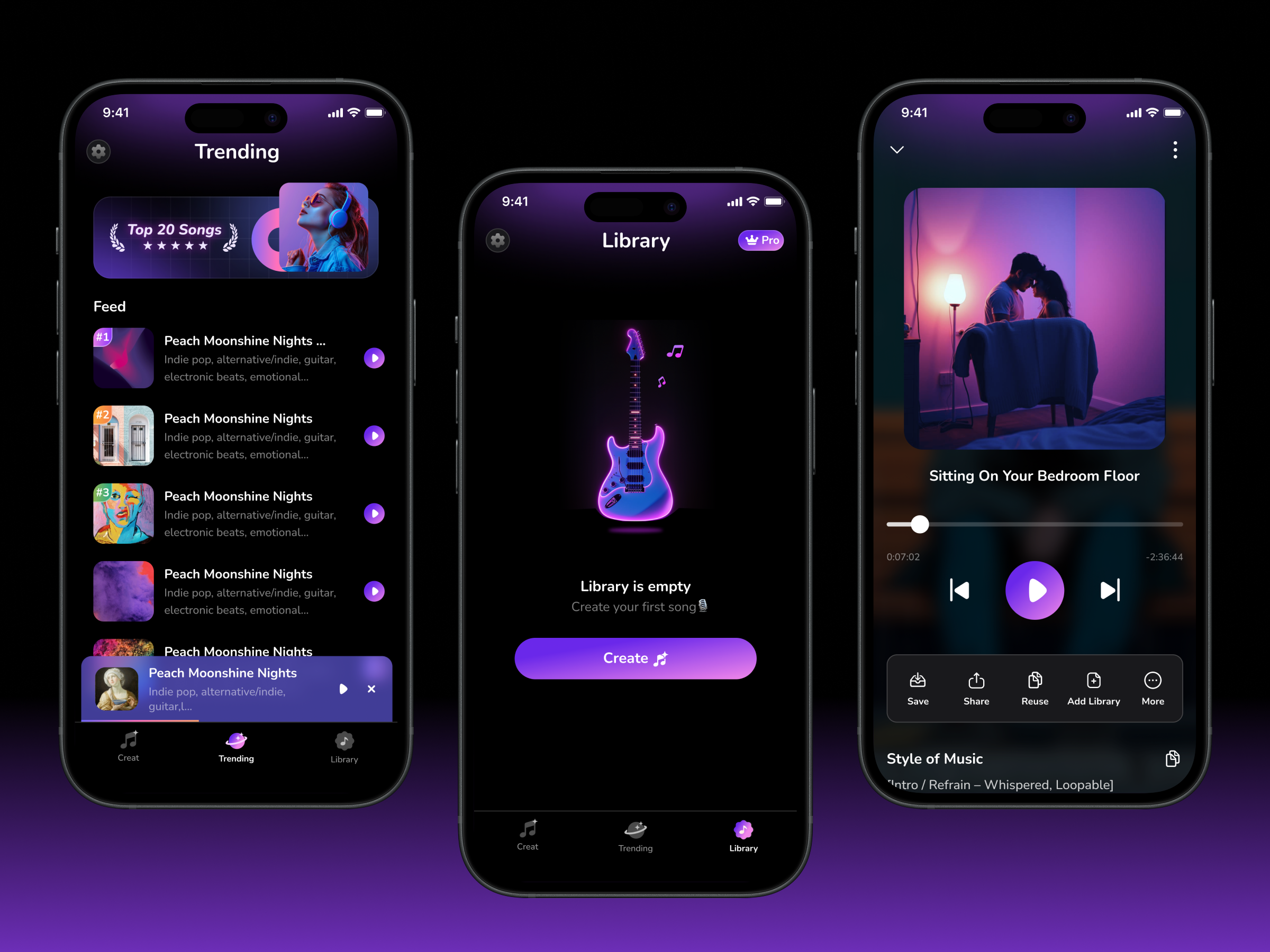 AI Music App Design app design illustration ui ux