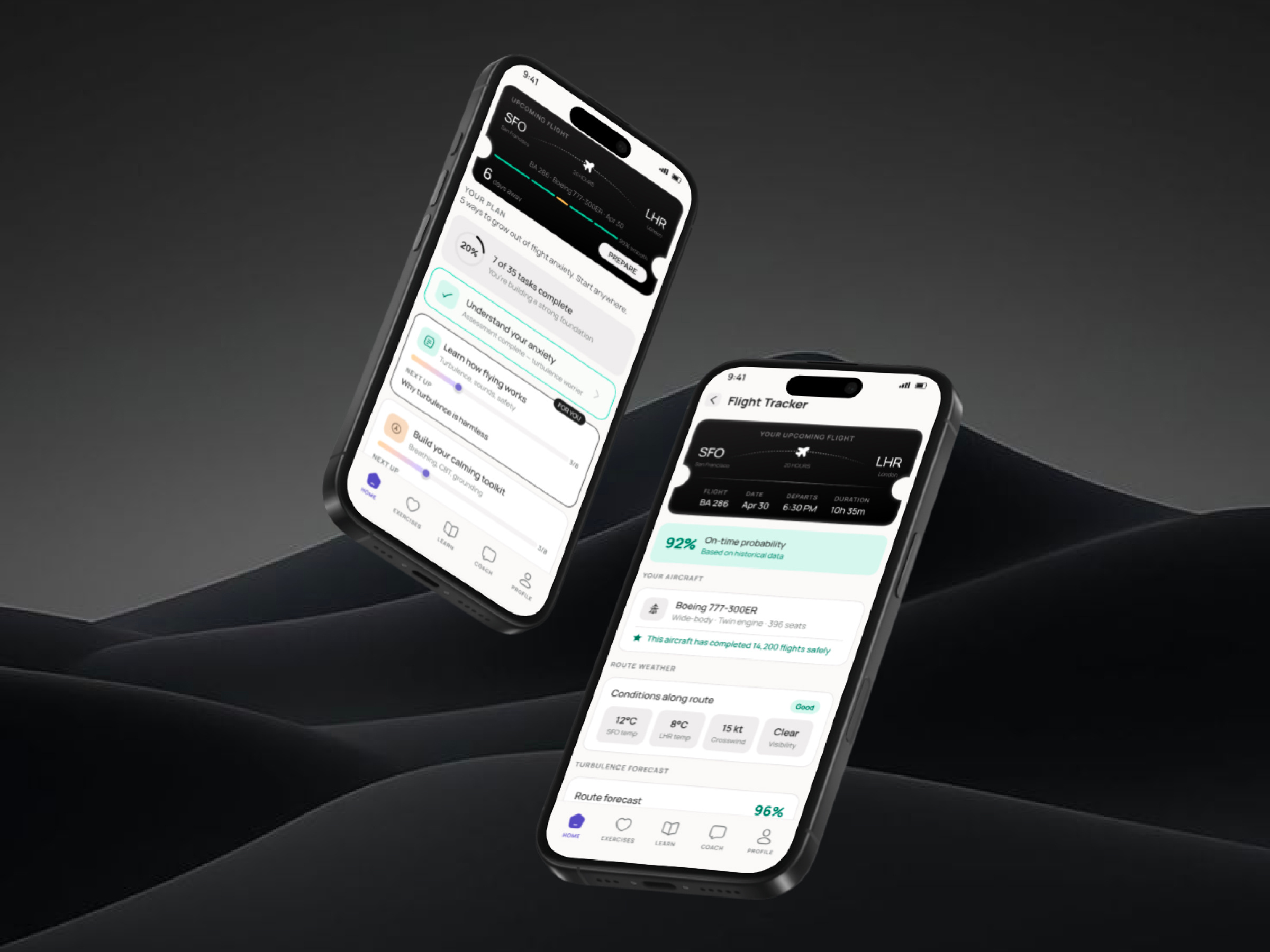 Calm Air – Flight Fear Mobile App Design appdesign breathingexercise creativeui designinspiration figma flighttracker healthapp iosapp mentalhealthapp minimaldesign mobileappdesign mockupdesign productdesign travelapp uidesign userinterface uxdesign uxui wellnessapp