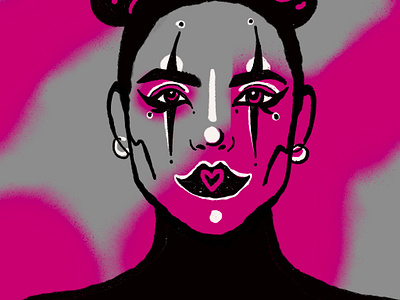 Pink Edgy Clown Illustration clown digital distress drawing edgy grunge illustration painting portrait punk spooky woman