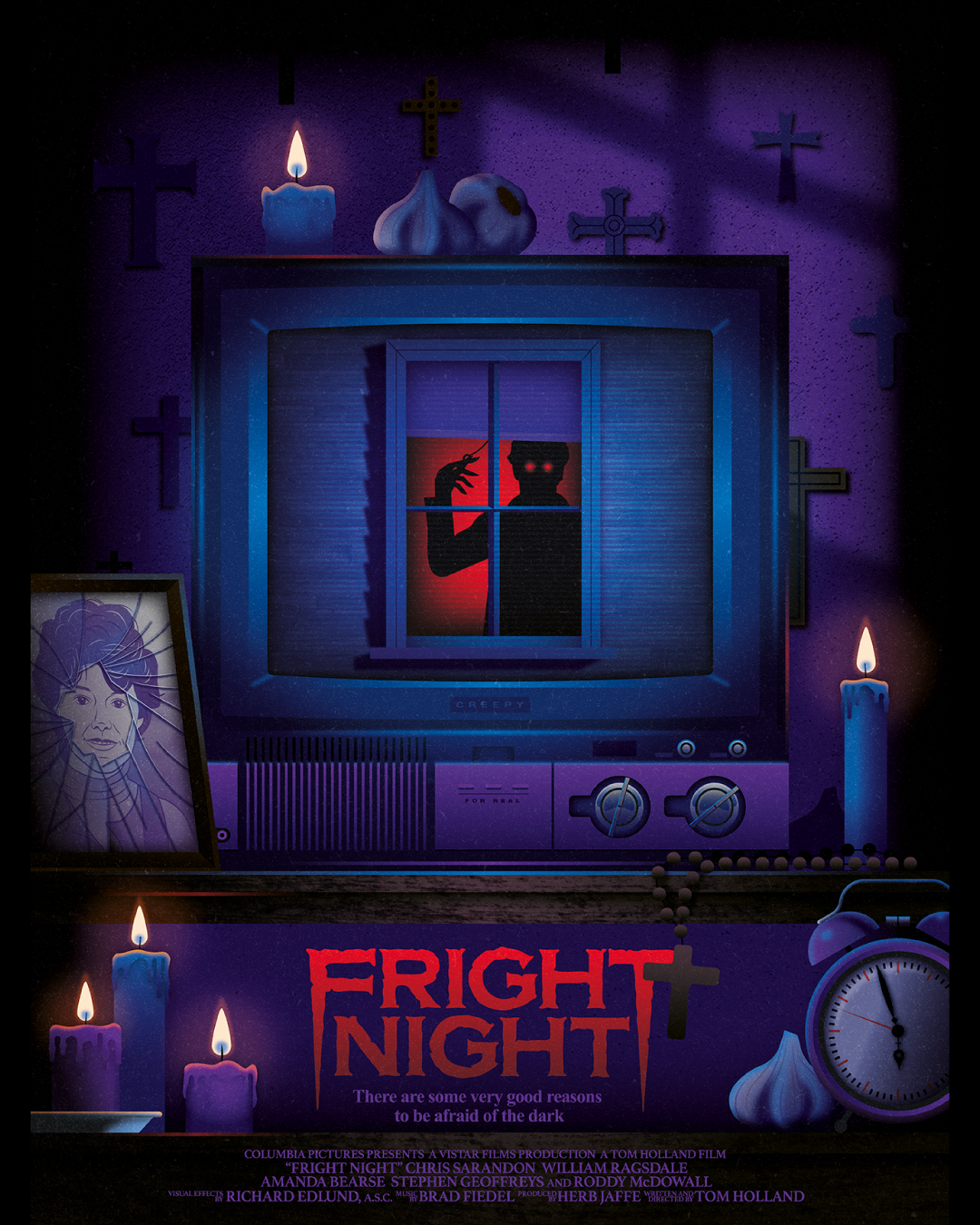 Fright Night (1985) movie poster 80s art artwork design halloween horror illustration key art movie poster movies poster design retro screenprinting vampire vector