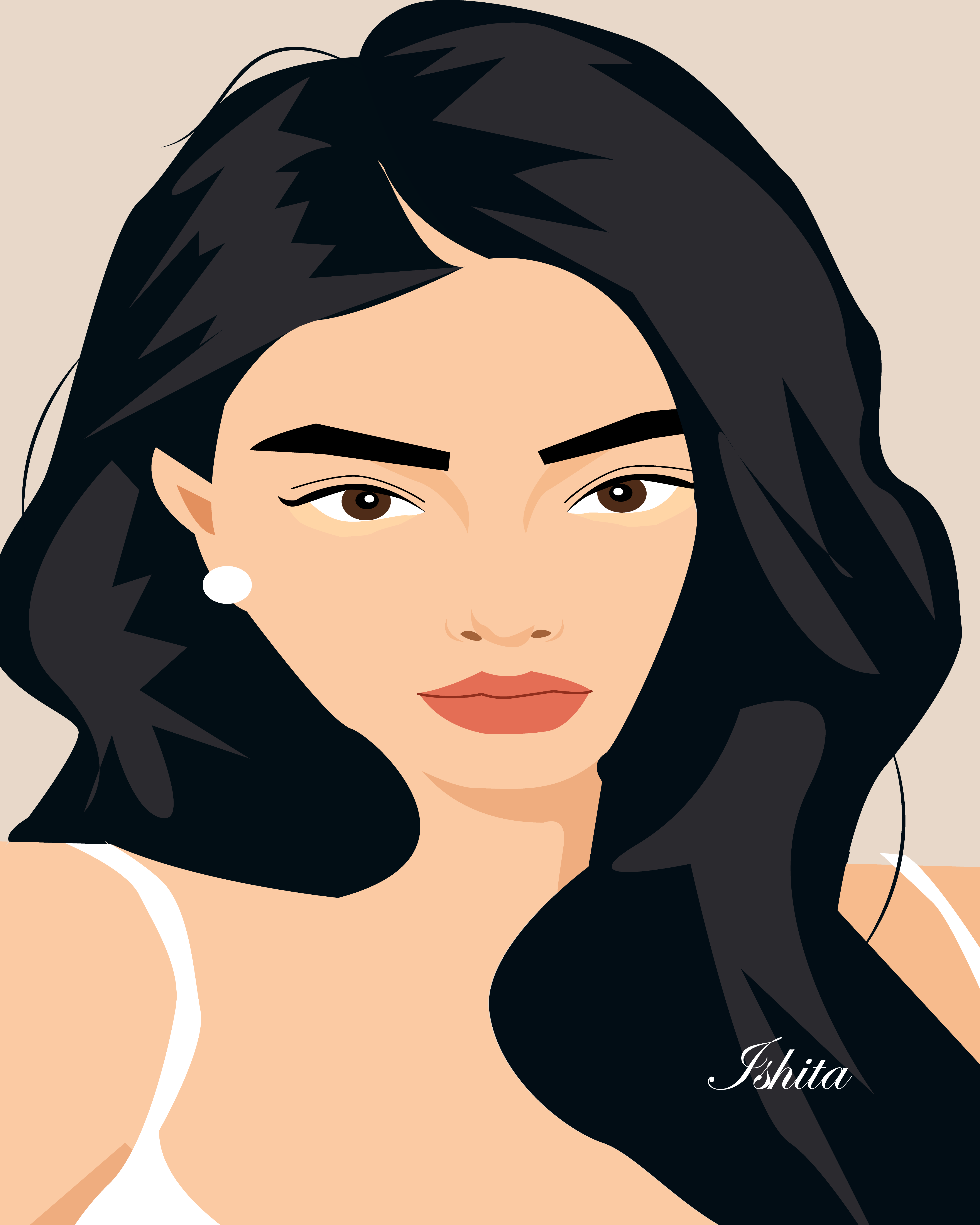 Girl with open hair design graphic design illustration minimalist vector