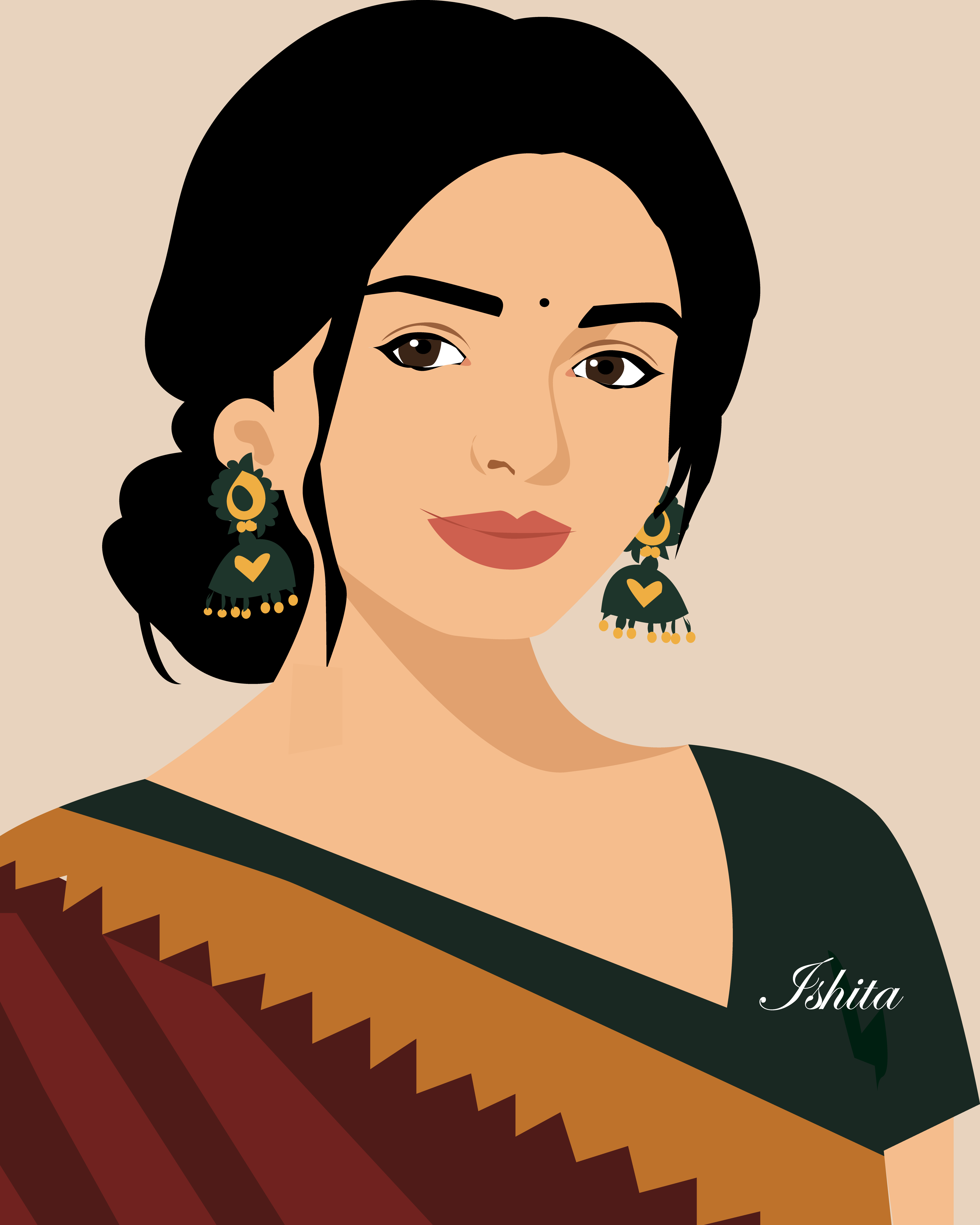 woman with saree design graphic design illustration minimalist vector