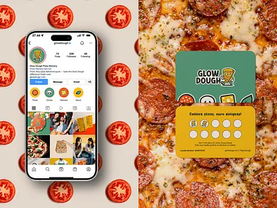 Instagram page design & business card for pizzeria bold brand design branding business card cafe card delivery food fun graphic design ig instagram loyalty card page design pizza pizzeria restaurant social media socials template